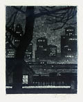 Manhattan Original Mezzotint Engraving by Vojtech Preissig