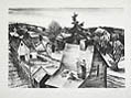 Roofers Original Lithograph by the American Artist Leonard Pytlak