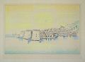 Dubrovnik Original Lithograph and Pastel Drawing by twentieth century Yugoslav American artist Savo Radulovic