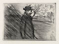 Sous la Pluie In The Rain Original Drypoint Engraving by the French artist Jean Francois Raffaelli