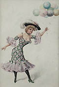 The Balloon Girl Post Card Original Embossed Chromolithograph