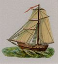 A Ship at Full Mast Original Chromolithograph Die Cut by the British publisher Raphael Tuck and Sons