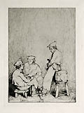 La Carte Scenes Culinaires The Menu Culinary Scenes Original Etching by the French artist Theodule Augustin Ribot also listed as Theodule Ribot published by A. Cadart and Luquet