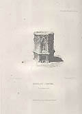 Noseley Chapel Leicestershire Ancient Baptismal Fonts Original Engraving by the British artists Robert Roberts & Francis Simpson