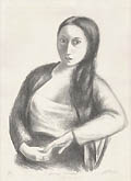 Young Woman Original lithograph by the American artist by Joseph Rollo also listed as Jo Rollo