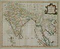An Accurate Map of India Original 18th century Engraving by the London geographer George Rollos