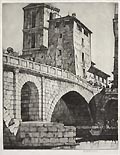 Ponte Fabricio Rome Original Etching and Drypoint by Louis Rosenberg