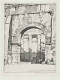 Porticus of Octavia Rome Original Etching and Drypoint Engraving by the American artist Louis Rosenberg
