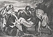 The Entombment of Christ Original Engraving by the French artist Gilles Rouselet designed by the Italian Master Titian Tiziano Vecellio published for the Cabinet Du Roi