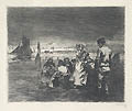 Figures by the Sea Original Etching by the Russian artist Willibald Wolf Rudinoff