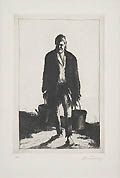 Water Carrier Original Etching by the Hungarian artist