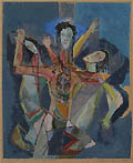 Crucifixion Scene Original Painting on Paper by the Estonian American artist Eduard Ruga