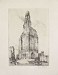 The Williamsburgh Savings Bank New Building Original Etching by the American artist Louis Ruyl also listed as Luise H. Ruyl