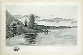 Niagara River Canada Side Opposite Lewiston Original Etching by Amos Sangster