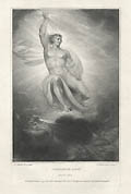 Paradise Lost Messiah Routs Satan and his Angels Original Stipple Engraving by Luigi Schiavonetti  designed by Richard Westall for John Boydell's set The Poetical Works of John Milton