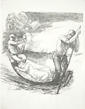 Kahn Skiff Original Lithograph by The German artist Adolf Schinnerer