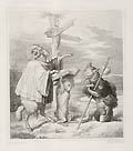 Reineke Fuchs Reynard the Fox as a Pilgrim Original Engraving by Adrian Schleich Adrian Schleich based designed by Wilhelm von Kaulbach