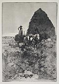 The Hay Stack Original Etching by the Austrian artist Ferdinand Schmutzer