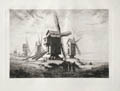 Moulins dans le Pas de Calais Windmills in the Pas de Calais Original Etching and Drypoint Engraving by the French artist Alexandre Sege published for the Societe des Aqua Fortistes Eaux Fortes Modernes by A Cadart and Luquet