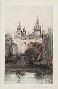 Bruges Original Etching by the British artist Edward Sharland