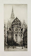 Apse of the Parish Church of Saint Pierre Caen France Original Etching by the British artist Edward W. Sharland