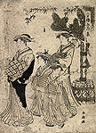 A Courtesan and Her Attendants by Katsukawa Shuncho