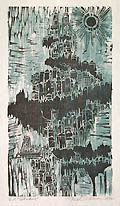 Citadel - Artist Proof Impression Original Woodcut by the American artist Mel Silverman also listed as Melvin Frank Silverman