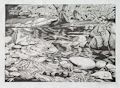 Landscape Scene River View Original Linocut by the Danish artist Kay Simmelhag also known as Kay Ferdinand Villian Simmelhag