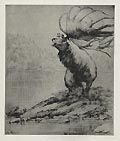 The Irish Elk Original Drypoint Engraving by Will Simmons