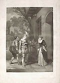 Merry Wives of Windsor Act I Scene I Before Page's House Anne Page Slender and Simple Original Engraving by Jean Pierre Simon also known as John Peter Simon designed by Robert Smirke from the Shakspeare Gallery by John Boydell London