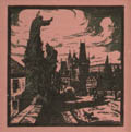 View in Old Prague Original Woodcut by Czech artist T. F. Simon also listed as Tavik Frantisek Simon