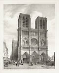 Eglise Metropole de Notre Dame Metropolitan Church of Notre Dame Paris Original Lithograph by The French artist Gustave Adolphe Simonau