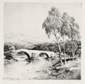 The Invercauld Bridge River Dee Original Etching by the Scottish artist Henry Jackson Simpson
