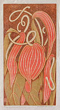 Flamingo Flower Original Linocut by the Canadian artist Anne Smith Hook