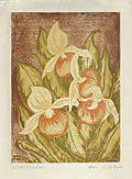Wild Orchids Original Linocut by the Canadian artist Anne Smith Hook