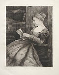 La Lettre The Letter Original Etching by the Belgian artist Eugene Joseph Henri Smits also listed as Eugene Smits published for the Societe des Aqua Fortistes Eaux Fortes Modernes by A Cadart and Luquet