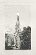 Lillebonne en 1848 Original Etching by the American artist George Snell published for the Societe des Aqua Fortistes Eaux Fortes Modernes by A Cadart and Luquet