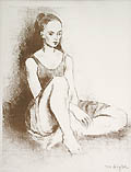 Ballet Dancer Original Lithograph by the American artist Moses Soyer published by The Collector's Guild Ltd. New York