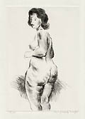 Standing Figure Study of a Woman Original Etching and Drypoint Engraving by Raphael Soyer