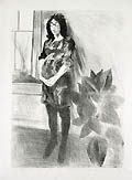 Woman and Plant Original Lithograph by Raphael Soyer published by the Associated American Artists New York for the Memories Portfolio