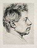 Portrait of the Artist Peter Halm Original Etching and Drypoint Engraving by the German artist Karl Stauffer Bern