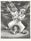 The Poodle and The Clown Original Lithograph by the American artist Harry Sternberg