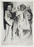 The Woman Taken into Audultry Original Drypoint Engraving by Albert Sterner