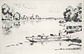 Die Grosse Fahre The Large Ferry Original Drypoint Engraving by the Austrian artist Karl Sterrer