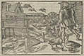 A Hunter Returning to Town Original Woodcut by Tobias Stimmer and Christoph Murer