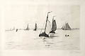 Sailboats on the Maas Original Drypoint Engraving by the Dutch artist Charles Storm Van S Gravesande