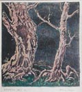 Old Willow Trees Original Linocut by the Canadian Artist Peter Stoyan also known as Peter Stoyanoff