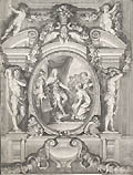 Louis XIV Accordant sa Protection aux Beaux Arts Original Engraving by the French artists Louis Surugue and Charles Le Brun