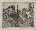 Ponte Rialto Rialto Bridge Venice Original Etching by the Hungarian artist Bela Sziklay