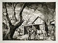 Belmont Farm Original Drypoint Engraving by Sam Thal